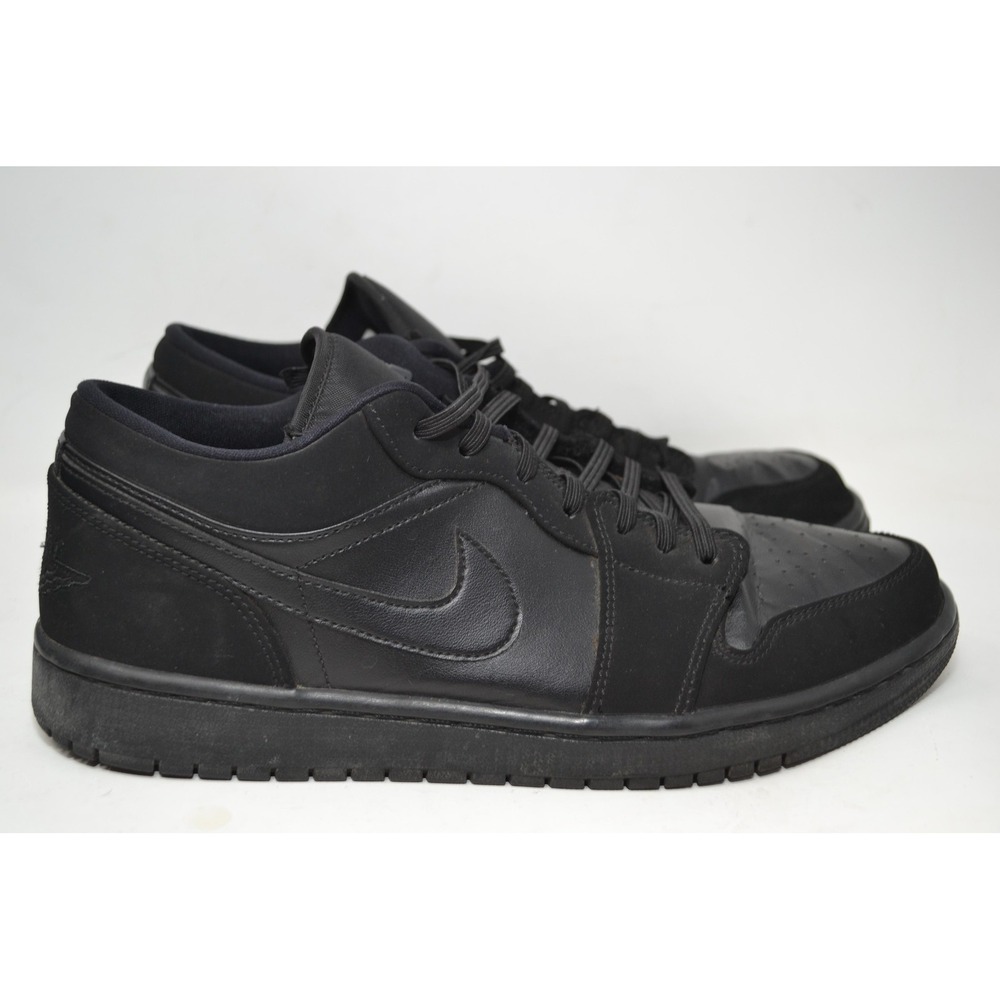 Air Jordan 1 Low Shoes Mens Size 10 Black Triple Black 553558-025 Nike Sneakers - Picture 1 of 16